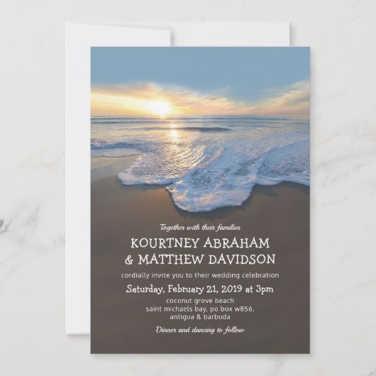 Summer Wedding am Ocean Beach Einladung (Vorderseite)