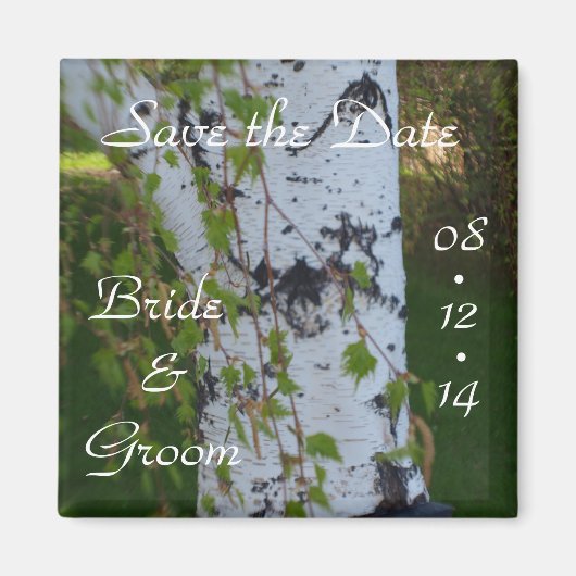 Summer Wedding Birch Tree Save the Date Magnet (Vorne)