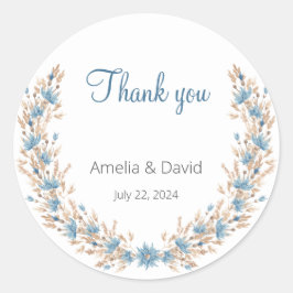 Summer Wedding Blue Wildblume Grass Wreath Runder Aufkleber