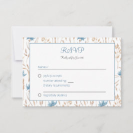 Summer Wedding Blue Wildblumen Getrocknete Graskra RSVP Karte
