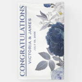 Summer Wedding Bright Blue Floral Empfang Banner (Vertikal)