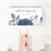 Summer Wedding Bright Blue Floral Empfang Banner (Insitu)