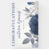 Summer Wedding Bright Blue Floral Empfang Banner (Vertikal)