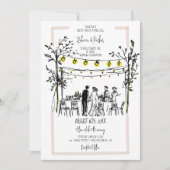 Summer Wedding handgezeichnetes Foto und Qr Code Einladung (Vorderseite)