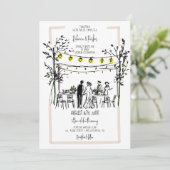 Summer Wedding handgezeichnetes Foto und Qr Code Einladung (Stehend Vorderseite)