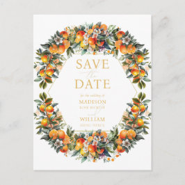 Summer Wedding Orange Citrus Save the Date Ankündigungspostkarte