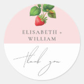 Summer Wedding Strawberry Personalisiert Danke Runder Aufkleber (Vorderseite)