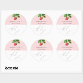 Summer Wedding Strawberry Personalisiert Danke Runder Aufkleber (Blatt)