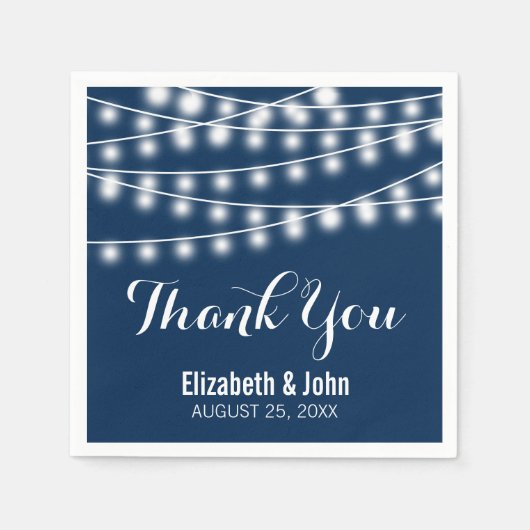 Summer Wedding String Lights Design Serviette (Vorderseite)