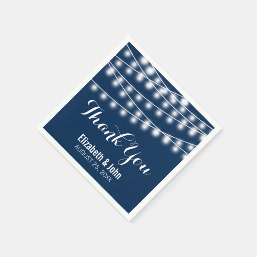 Summer Wedding String Lights Design Serviette (Ecke)