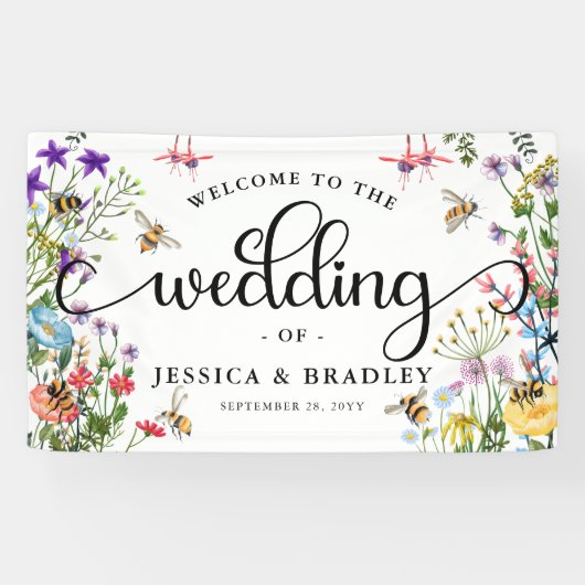 Summer Wedding Wildblume & BumbleBee Banner (Horizontal)