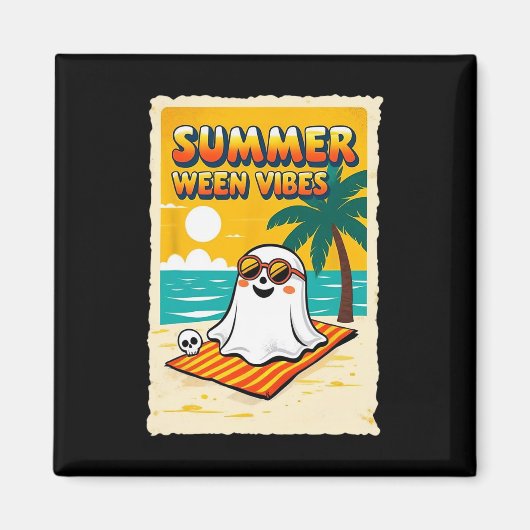 Summer Ween Vibes Ghost Beach Fun Halloween Teesum Magnet (Vorne)
