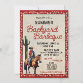 Summer Western Cowboy Backyard Barbeque Einladung (Vorderseite)