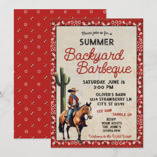 Summer Western Cowboy Backyard Barbeque Einladung