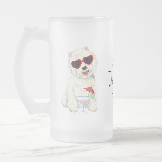 Summer Westie Mattglas Bierglas (Links)