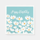 Summer White Cosmos Blume Happy Birthday Serviette (Vorderseite)