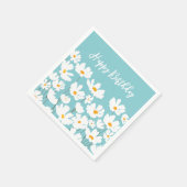 Summer White Cosmos Blume Happy Birthday Serviette (Ecke)