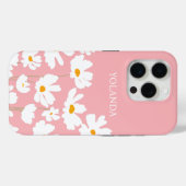 Summer White Cosmos Blume Individuelle Name Case-Mate iPhone Hülle (Rückseite (Horizontal))