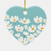 Summer White Cosmos Blume Individuelle Name Keramik Ornament (Hinten)