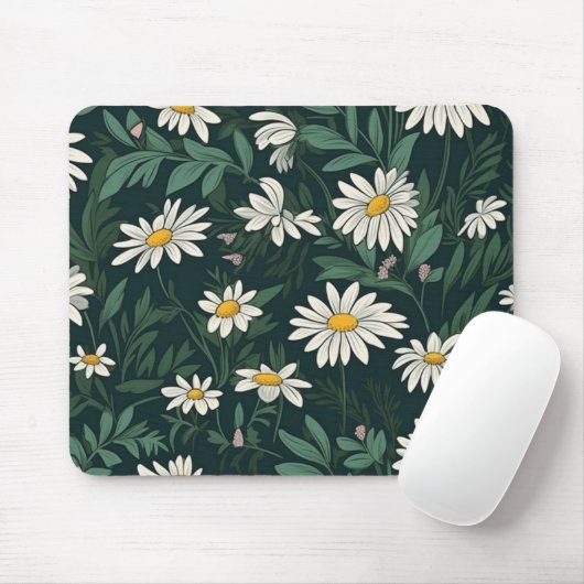 Summer White Daisy Meadow Mousepad (Mit Mouse)
