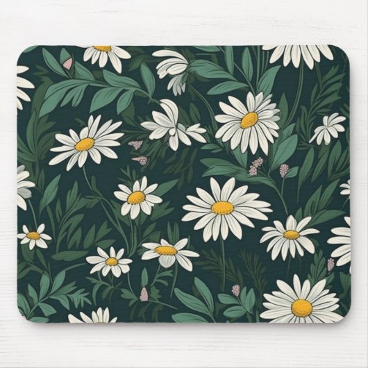 Summer White Daisy Meadow Mousepad (Vorne)