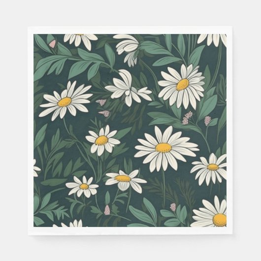 Summer White Daisy Meadow Serviette (Vorderseite)