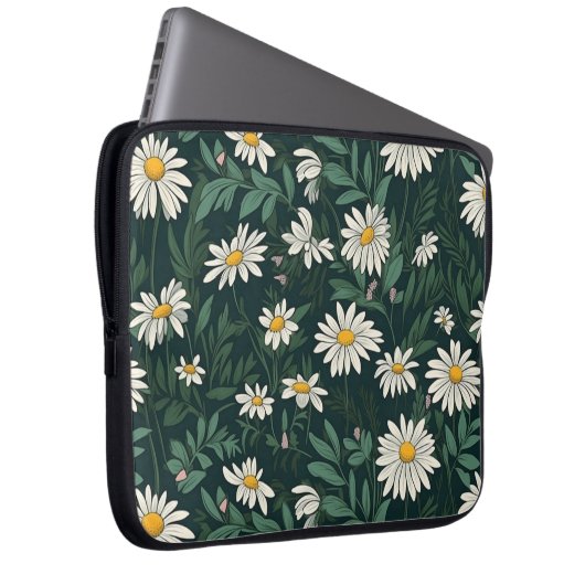 Summer White Digial Daisy Laptopschutzhülle (Vorne Rechts)