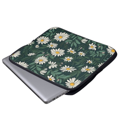 Summer White Digial Daisy Laptopschutzhülle (Vorne Knopf)