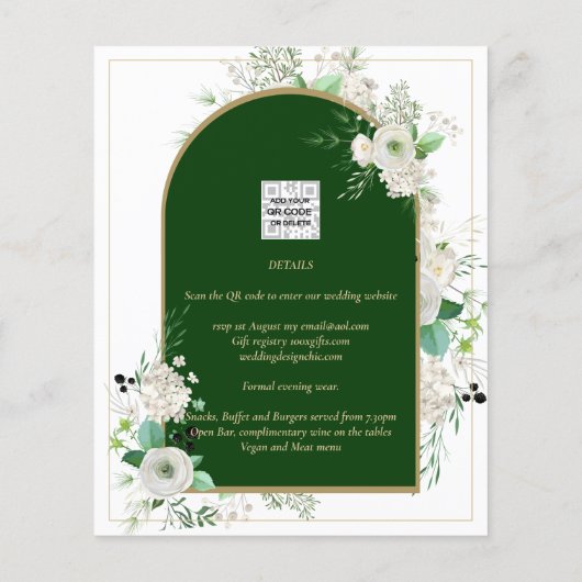 Summer White Roses Emerald Green Arch Wedding (Rückseite)