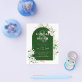 Summer White Roses Emerald Greenerity Wedding Flyer (Einzeln)