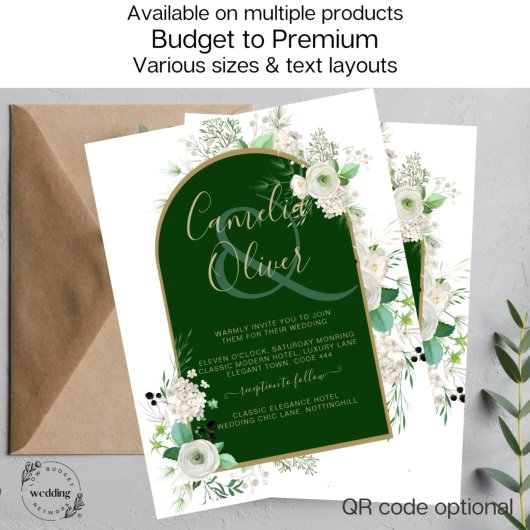 Summer White Roses Emerald Greenerity Wedding Flyer