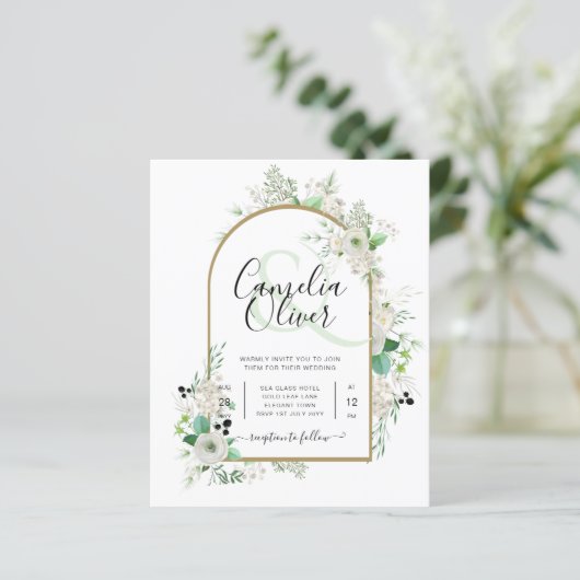 Summer White Roses Emerald Sage Greenerity WEDDING (Stehend Vorderseite)