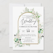 Summer White Roses Emerald Sage Greenerity WEDDING Einladung (Vorderseite)