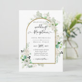 Summer White Roses Emerald Sage Greenerity WEDDING Einladung (Stehend Vorderseite)