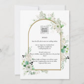 Summer White Roses Emerald Sage Greenerity WEDDING Einladung (Rückseite)