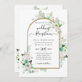 Summer White Roses Emerald Sage Greenerity WEDDING Einladung