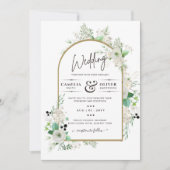 Summer White Roses Emerald Sage Greenerity WEDDING Einladung (Vorderseite)