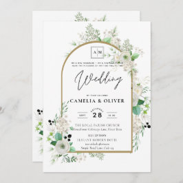 Summer White Roses Emerald Sage Greenerity WEDDING Einladung