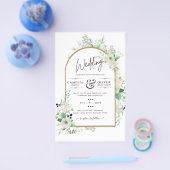 Summer White Roses Emerald Sage Greenerity WEDDING Flyer (Einzeln)