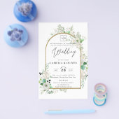 Summer White Roses Emerald Sage Greenerity WEDDING Flyer (Einzeln)