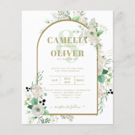 Summer White Roses Emerald Sage Greenerity WEDDING Flyer