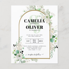 Summer White Roses Emerald Sage Greenerity WEDDING Flyer