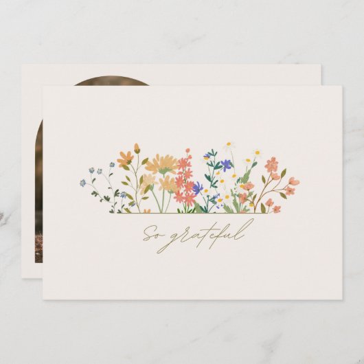 Summer Widlflower Boho Wedding Vielen Dank Dankeskarte (Vorne/Hinten)