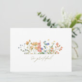 Summer Widlflower Boho Wedding Vielen Dank Dankeskarte (Stehend Vorderseite)