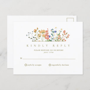 Summer Wildblume Boho Wedding RSVP Postkarte
