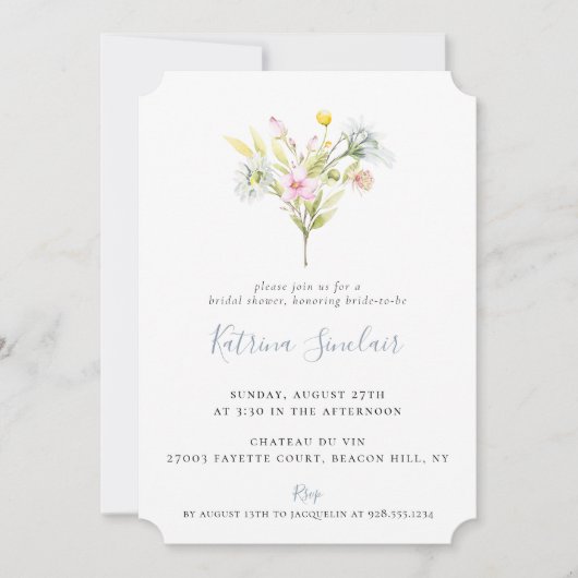 Summer Wildblume Bouquet Brautparty Einladung (Vorderseite)