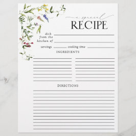 Summer Wildblume Brautparty Rezept Binder Page