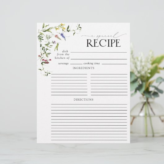 Summer Wildblume Brautparty Rezept Binder Page (Stehend Vorderseite)