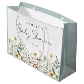 Summer Wildblume Field Baby Dusche Große Geschenktüte (Rückseite Schrägansicht)