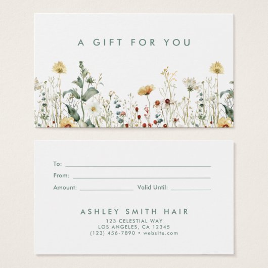 Summer Wildblume Field Gift Card (Vorne & Hinten)